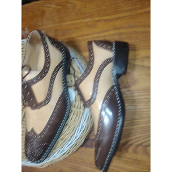 Fortune From Liberty Mens Brown Beige Leather Wingtip Oxford Dress Shoes US 7.5 main image 5